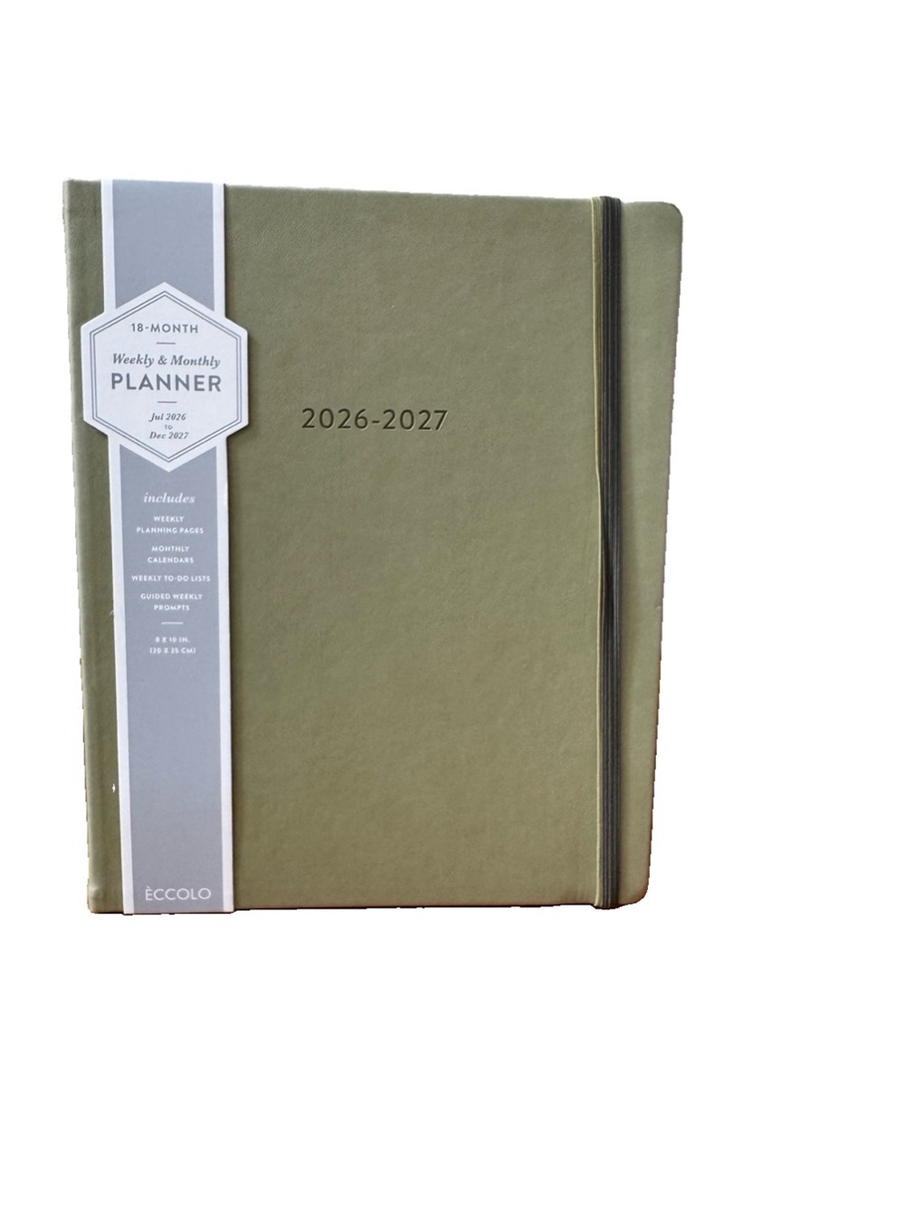 Eccolo Planner 2026- 2027 18-Month Weekly & Monthly Planner Faux Leather 10x8”
